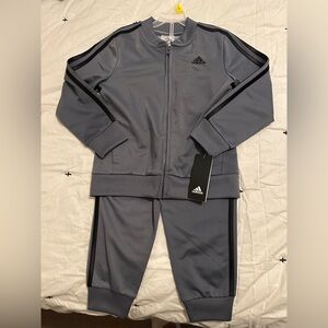 Adidas Boys Size 5 Grey tracksuit NWT
